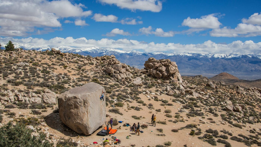 Bishop Bouldering: The Buttermilks Girl Beta & Videos - Sonia climbing the High Ball Jedi Mind Tricks